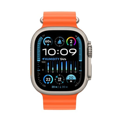 Apple Watch Ultra 2 [GPS + Cellular 49mm] Smartwatch with Rugged Titanium Case & Orange Ocean Band One Size. 